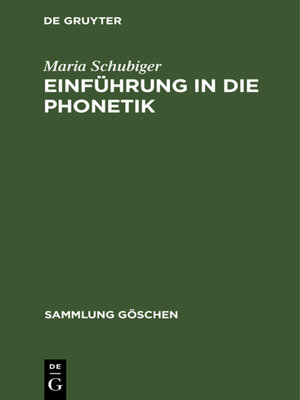 cover image of Einführung in die Phonetik